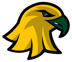 Stylized golden eagle head logo with a fierce expression.
