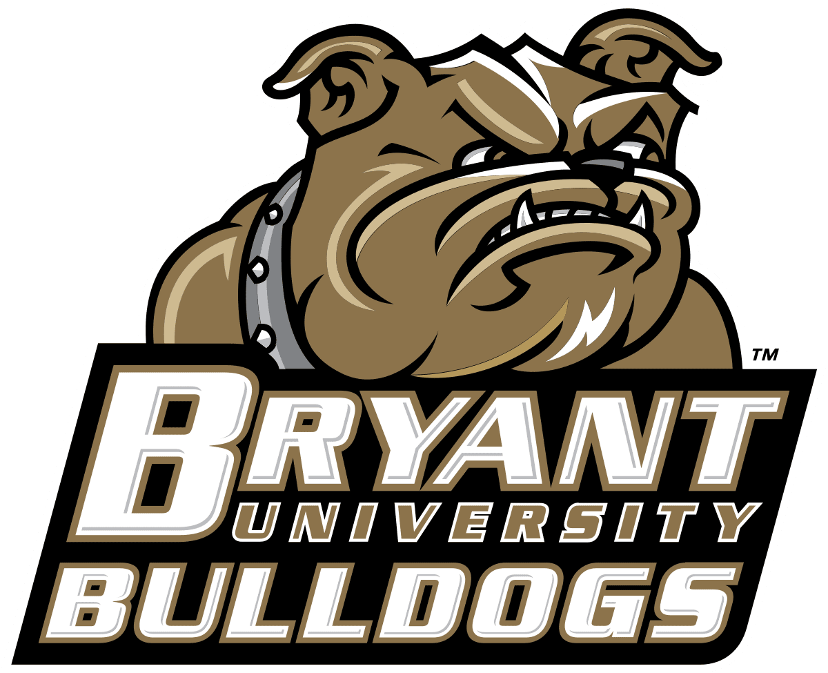 Bryant University Bulldogs logo with fierce bulldog illustration.