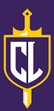 A stylized shield and sword logo with initials CL in white on purple and gold.