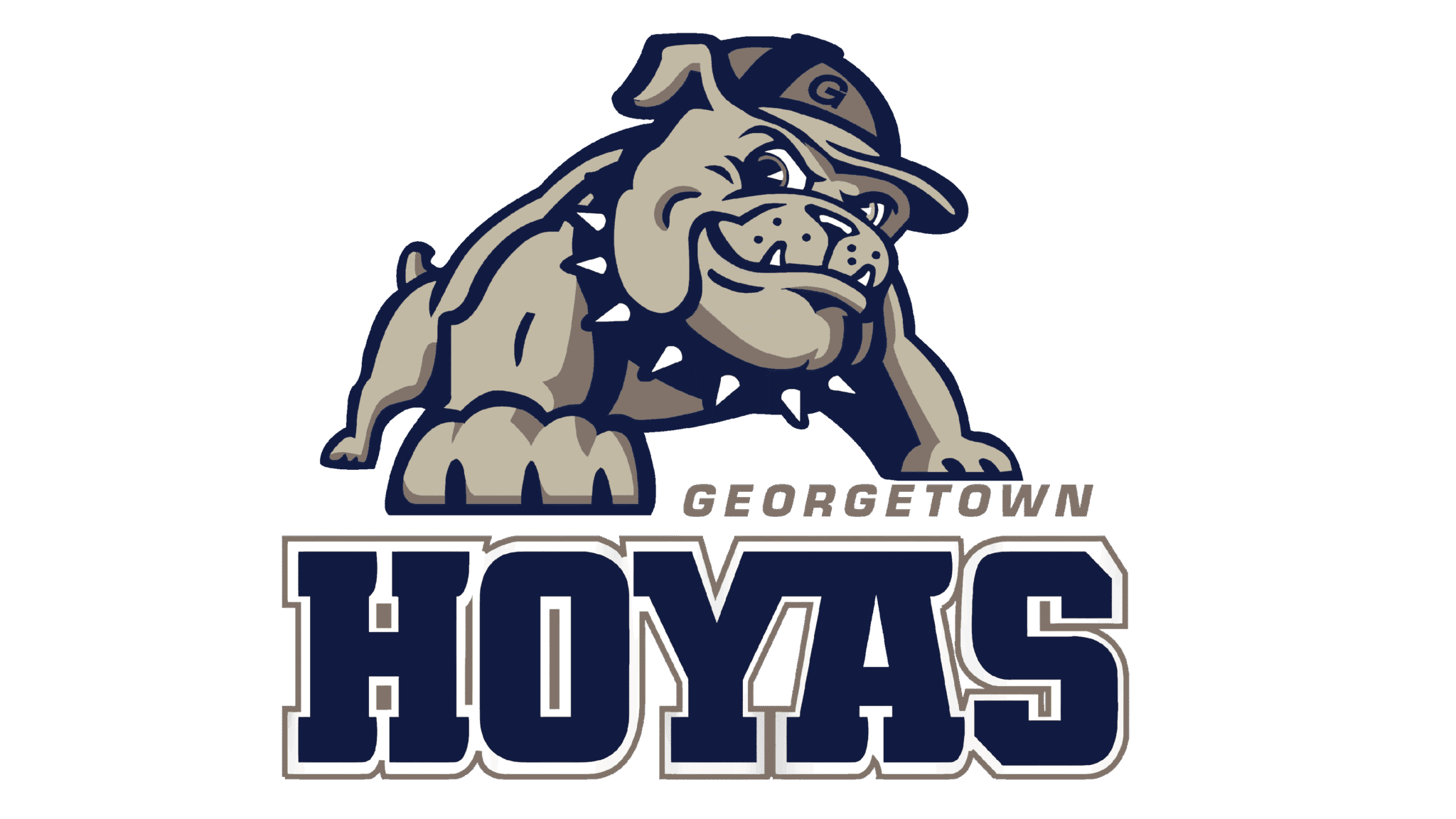 Georgetown Hoyas bulldog mascot logo in blue and gray.