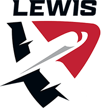 Stylized logo of a plane with text 'Lewis' above it.