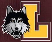 A wolf head logo next to a large letter L.