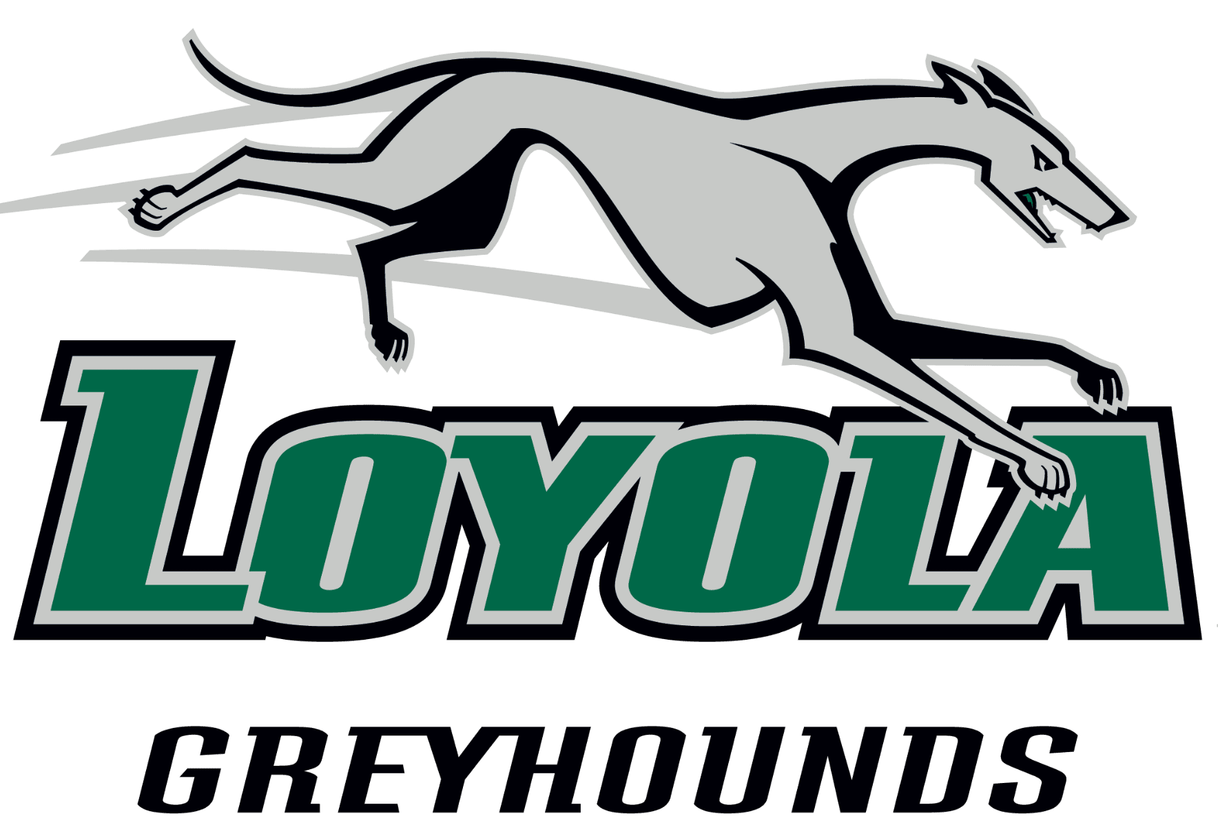 Loyola Greyhounds logo featuring a running greyhound.