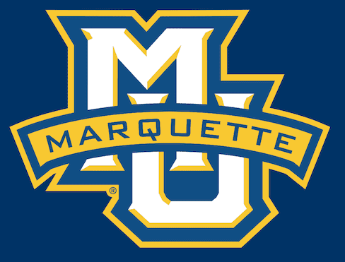 Marquette University logo with blue, gold, and white colors.