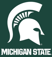 Michigan State Spartans logo with Spartan helmet and text.