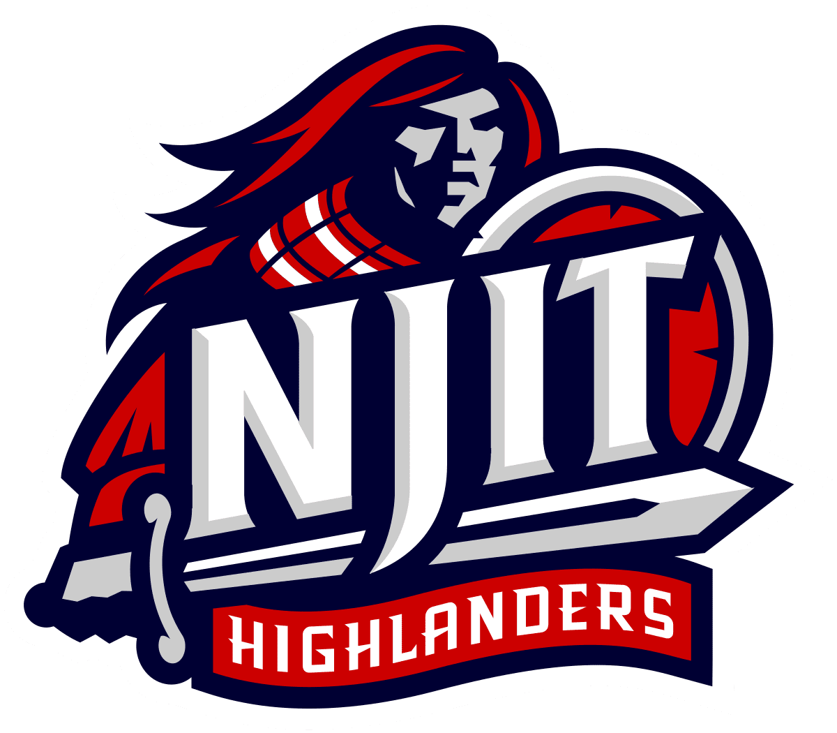 NJIT Highlanders logo featuring a Highlander warrior and bold text.