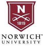 Norwich University logo featuring crossed swords and founding year.