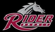 Logo featuring a stylized horse head and the word 'Rider Broncos'.