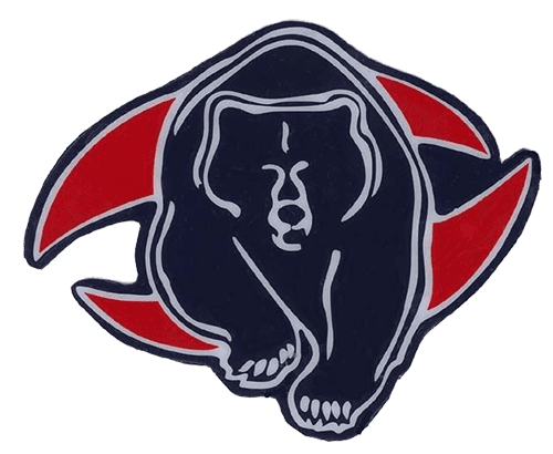 A black panther with red and blue background shapes forming a stylized logo.