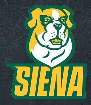 Logo of Siena featuring a stylized dog mascot in green, yellow, and white.