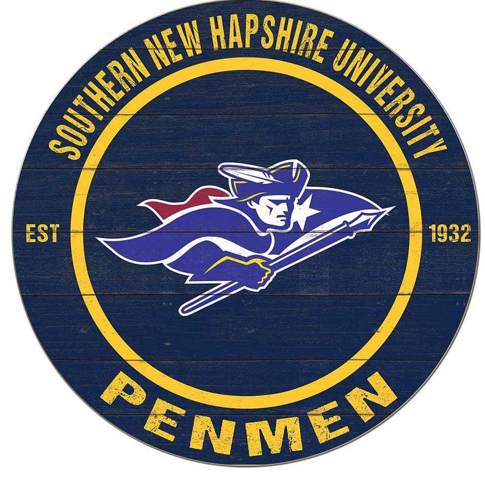 Southern New Hampshire University Penmen logo with mascot and founding year.