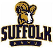 Suffolk Rams logo featuring a stylized ram head and bold text.