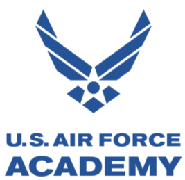 U.S. Air Force Academy emblem with stylized wings and star.