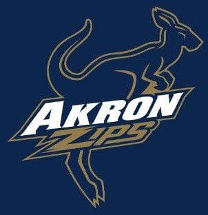 Akron Zips logo featuring a kangaroo and bold text.