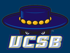 UCSB logo with a dark hat and eyes peering out.