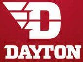 Dayton University logo in red and white.