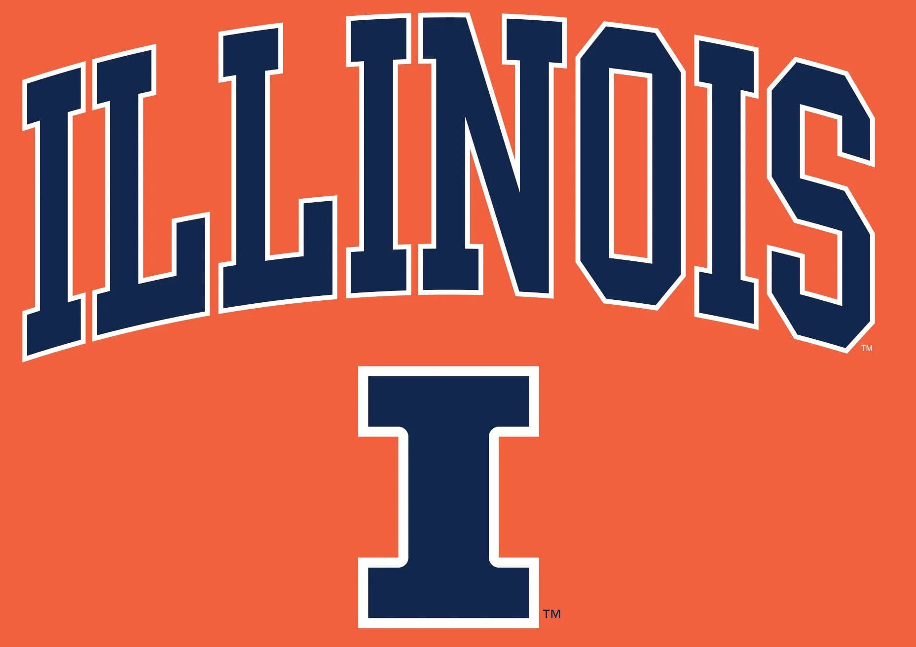 Close-up of an orange Illinois sports jersey with bold blue lettering.