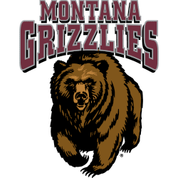 Montana Grizzlies logo with a fierce bear and bold text.