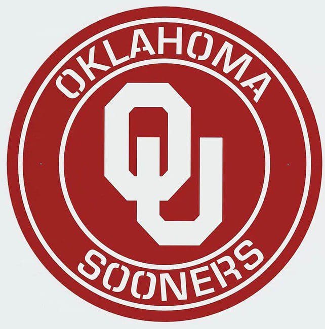Oklahoma Sooners logo with red and white colors.