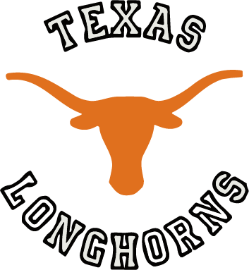Texas Longhorns logo with orange bull and text.