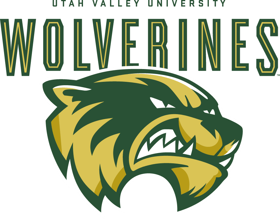 Aggressive wolverine mascot logo with green and gold colors.