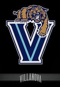 Villanova Wildcats logo with a tiger leaping over a stylized 'V'.