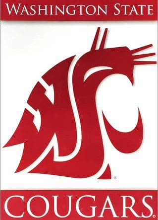 Washington State University cougar logo in red.