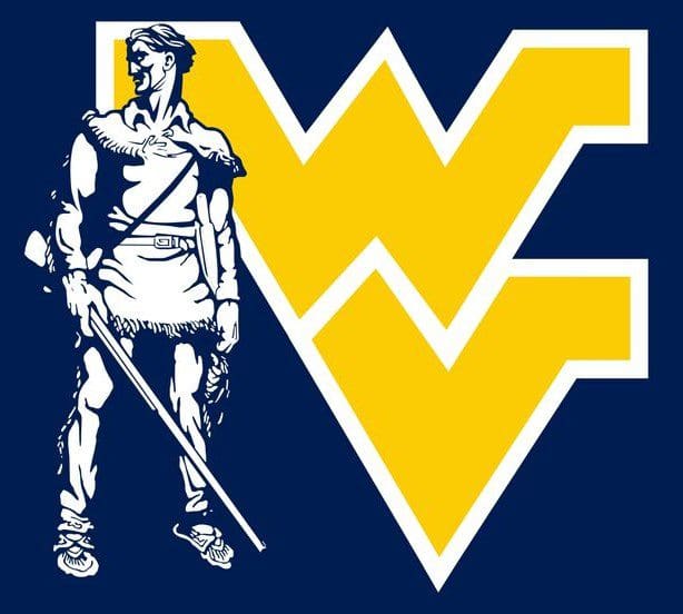 West Virginia Mountaineers logo with a mountaineer holding a rifle.