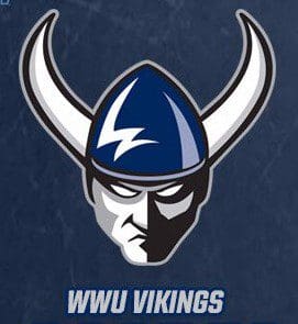 Logo of WWU Vikings featuring a Viking head with a horned helmet.