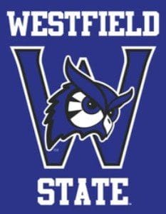 Westfield State logo featuring a bold 'W' and an owl mascot.
