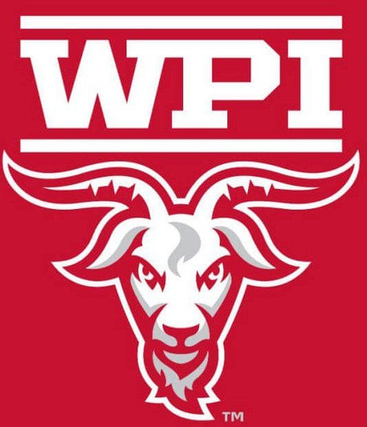 WPI logo featuring a stylized goat head in white on a red background.