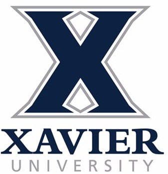 Xavier University logo with a large 'X' and the name below.