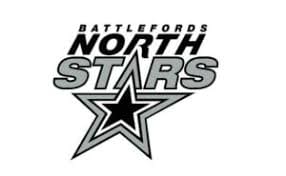 Logo of the Battlefords North Stars hockey team with a star graphic.