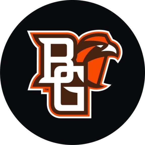 Logo of Bowling Green State University featuring stylized letters and a falcon head.