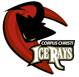 Logo of the Corpus Christi IceRays hockey team with a stylized ray and bold text.