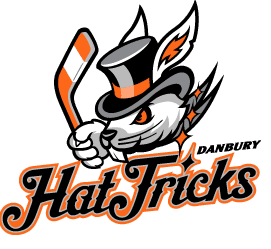 Cartoon wolf in top hat holding hockey stick with 'Hat Tricks' text.