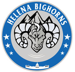 Helena Bighorns sports team logo featuring a ram's head and mountains.