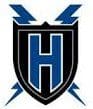 A bold black and blue shield logo with a prominent letter 'H'.