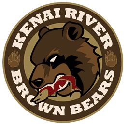 Logo of Kenai River Brown Bears featuring a fierce bear with a fish.