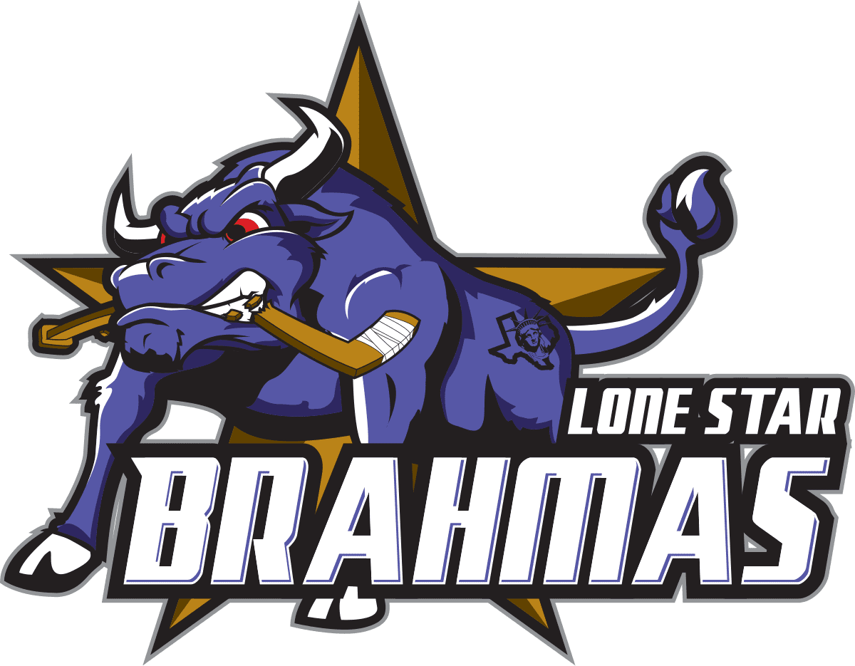 Logo of Lone Star Brahmas with a fierce blue bull mascot.