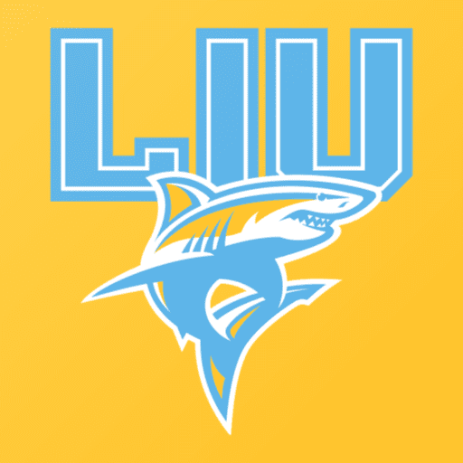 Logo featuring a shark with LIU text on a yellow background.