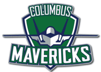 Logo of the Columbus Mavericks basketball team with a green and blue color scheme.