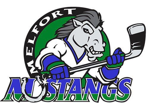 Mascot logo of the Melfort Mustangs hockey team.