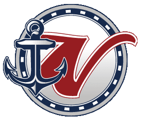 Logo featuring an anchor and a stylized letter V in a circular frame.