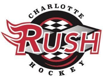 Charlotte Rush hockey team logo with a hockey puck design.