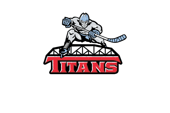 Hockey player logo for Titans team in action pose.