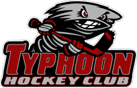 Logo of Typhoon Hockey Club featuring a fierce tornado character.