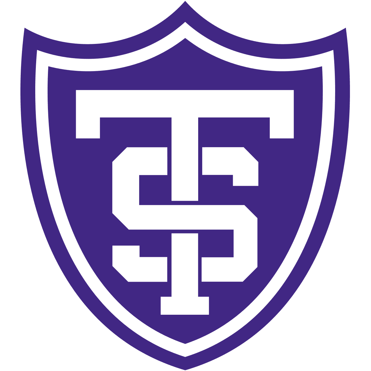A purple shield logo with white interlocking letters T and S.