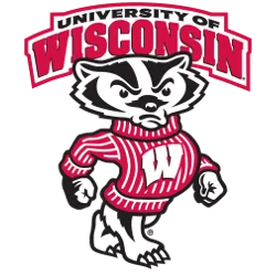 University of Wisconsin mascot Bucky Badger in a red sweater.