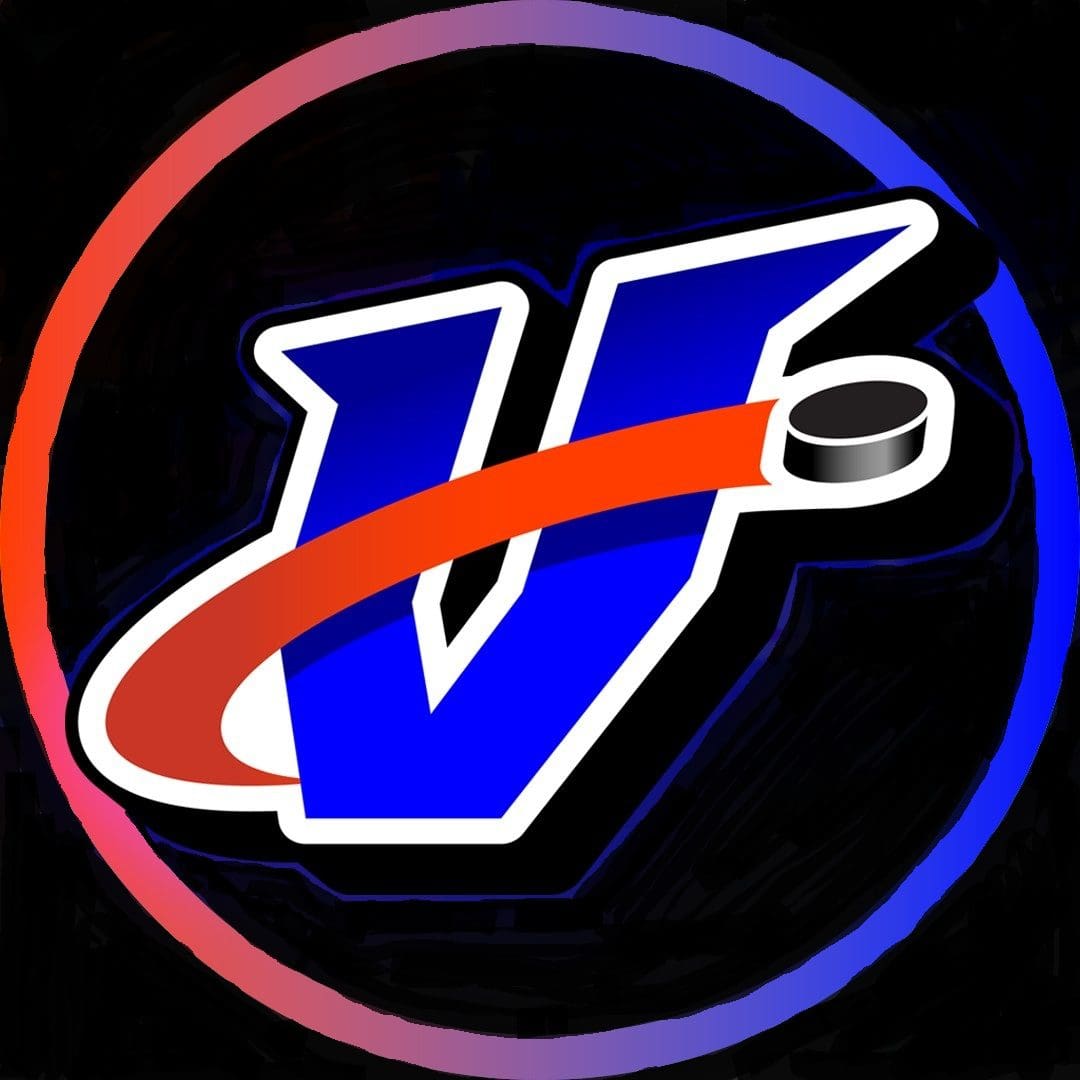 Stylized logo with a bold 'V' and a dynamic swoosh inside a circular gradient frame.